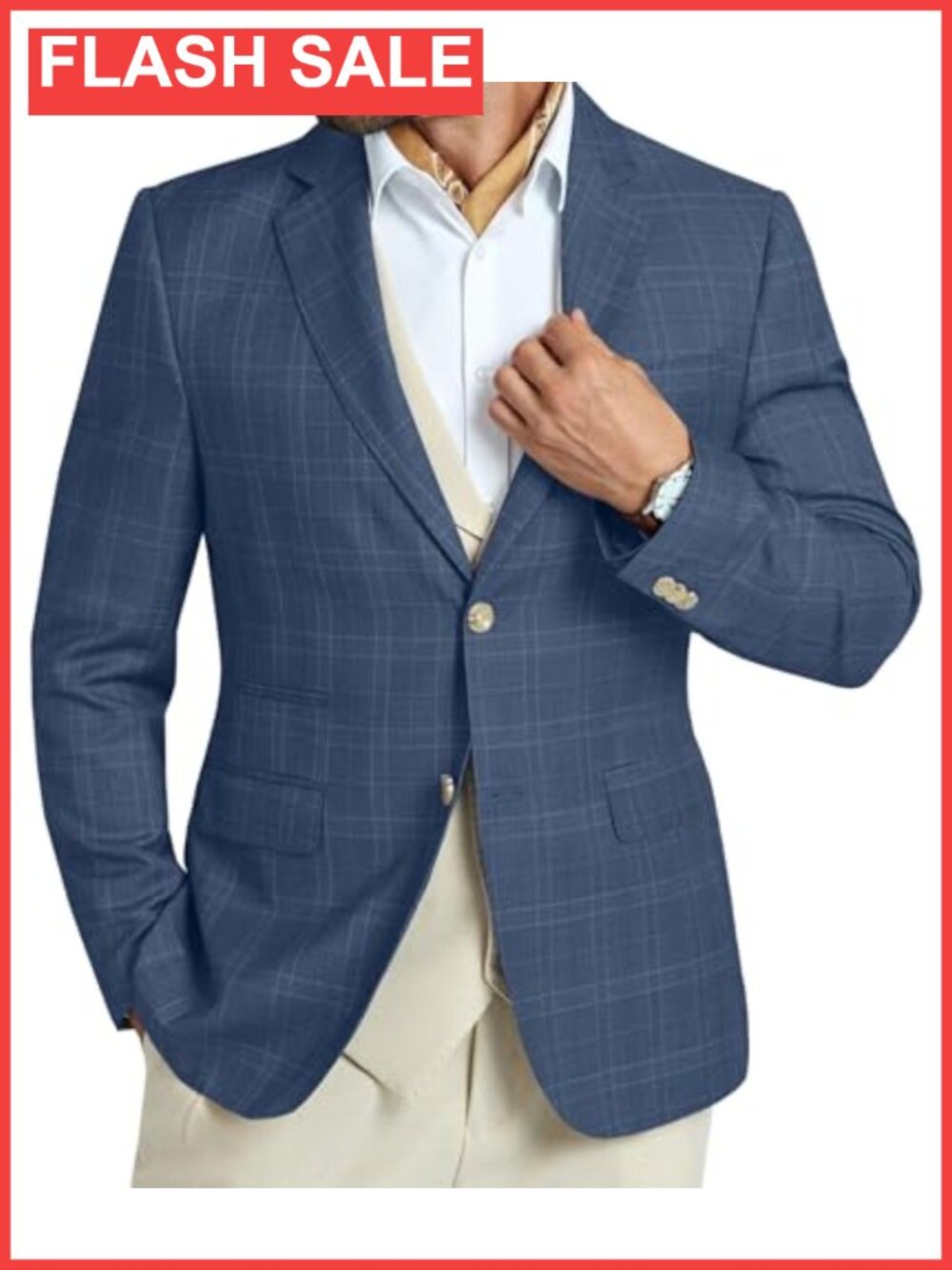 Men's Plaid Blazer Lightweight Casual Sport Coat